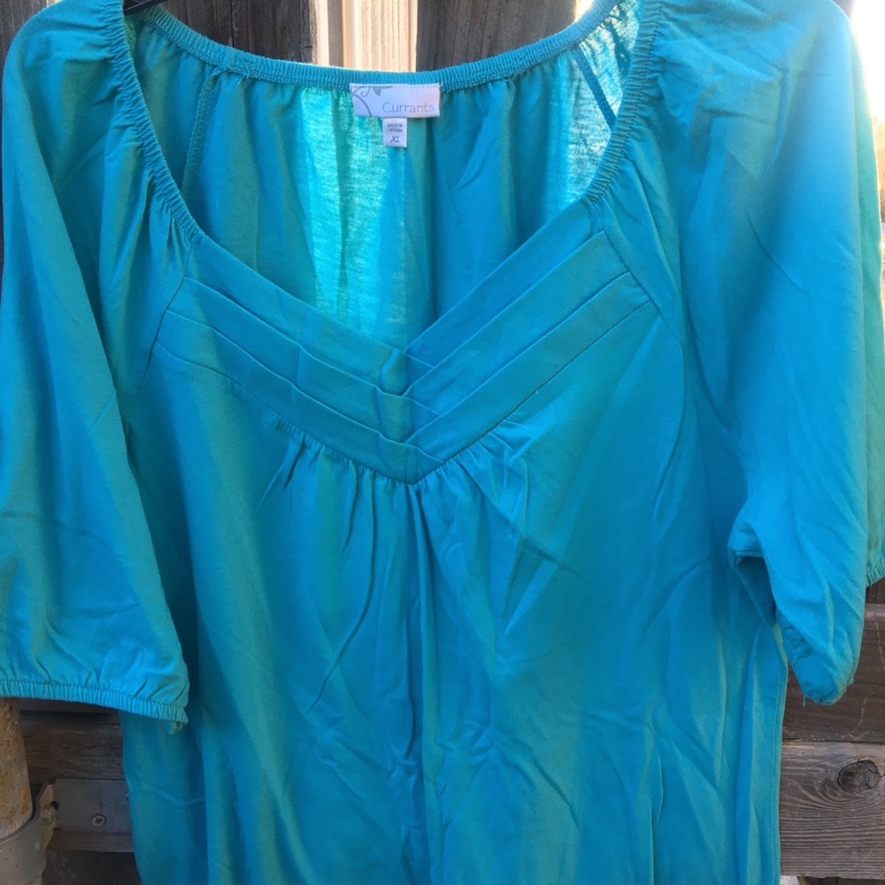Blue V-Neck Blouse